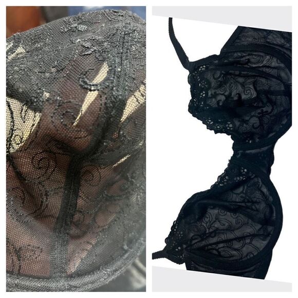 Angelie Lace * Padding Free * Black Bra Sz 40DD - Picture 5 of 7